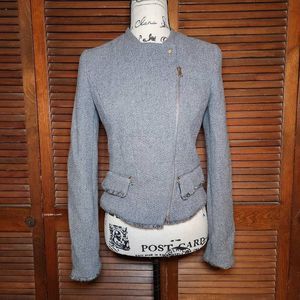 Zara Trafaluc Tweed Wool Blend Moto Jacket